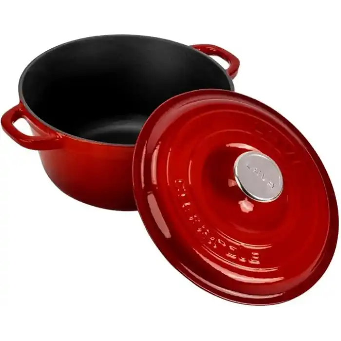 LAVA Döküm Yuvarlak Tencere Döküm Demir Kapak New Heritage Serisi Çap 26cm. Kırmızı