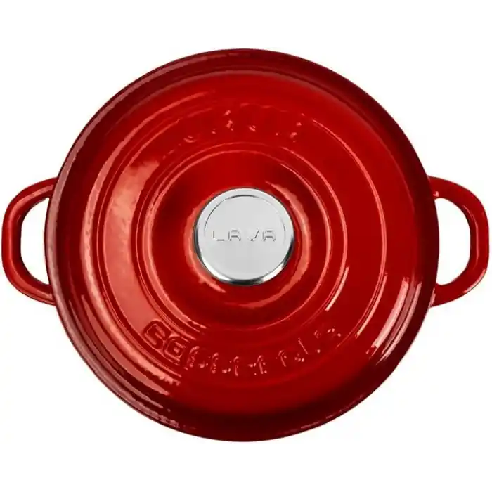 LAVA Döküm Yuvarlak Tencere Döküm Demir Kapak New Heritage Serisi Çap 26cm. Kırmızı