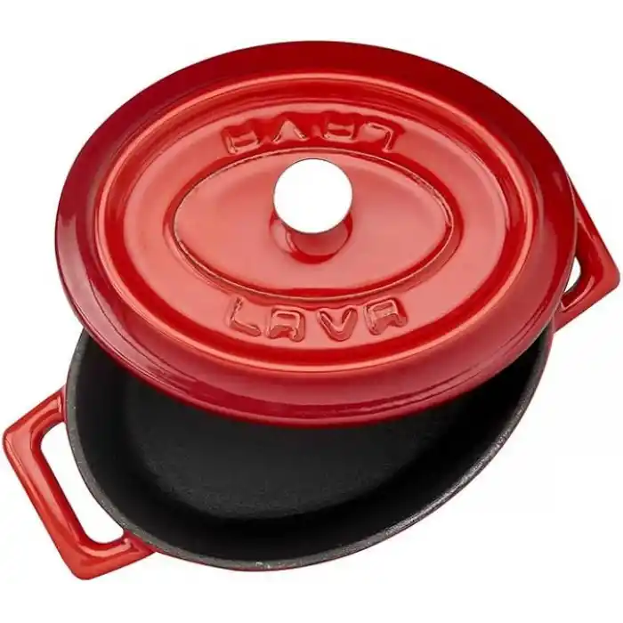Lava Metal Oval Mini Tencere, Kırmızı