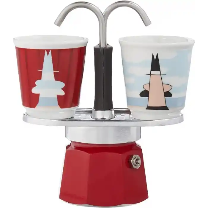 Bialetti - Set Mini Express: Ocak Üstü Espresso Pişirici + 2 Cups - Magrite Serisi