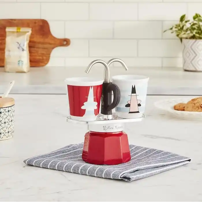 Bialetti - Set Mini Express: Ocak Üstü Espresso Pişirici + 2 Cups - Magrite Serisi