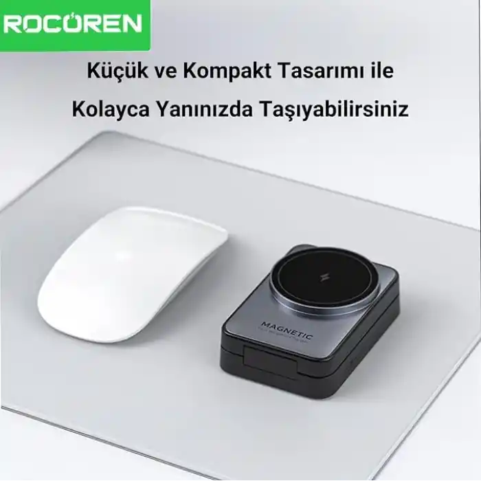 Rocoren 3‘ü 1 Arada iPhone Airpods Apple Watch MagSafe Uyumlu Kablosuz Şarj Cihazı Stand