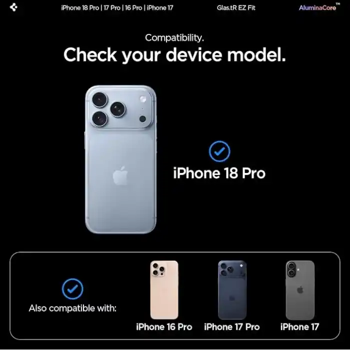 Spigen iPhone 18 Pro / 17 Pro / 17/16 Pro ile Uyumlu Ekran Koruyucu Cam Kolay Kurulum Glas.tR EZ Fit (2 Adet) - AGL07928