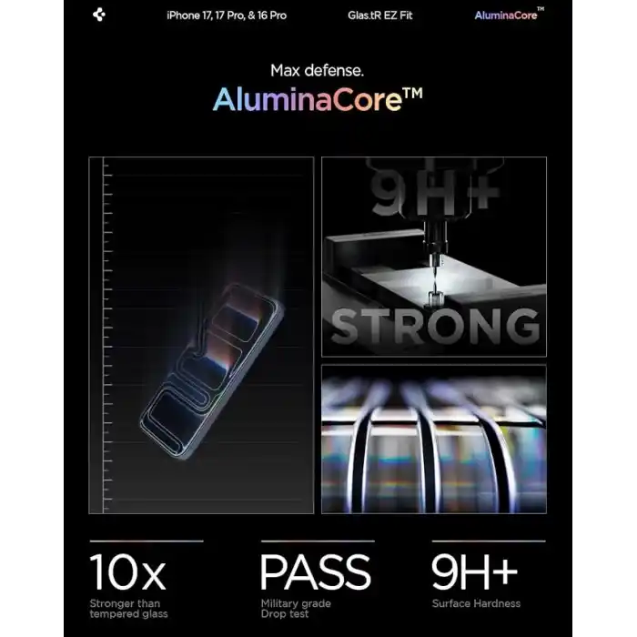 Spigen iPhone 17 Pro / 17/16 Pro ile Uyumlu Hayalet Ekran Koruyucu Cam Kolay Kurulum Glas.tR EZ Fit Privacy HD (2 Adet) - AGL07929