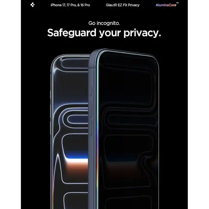 Spigen iPhone 17 Pro / 17/16 Pro ile Uyumlu Hayalet Ekran Koruyucu Cam Kolay Kurulum Glas.tR EZ Fit Privacy HD (2 Adet) - AGL07929