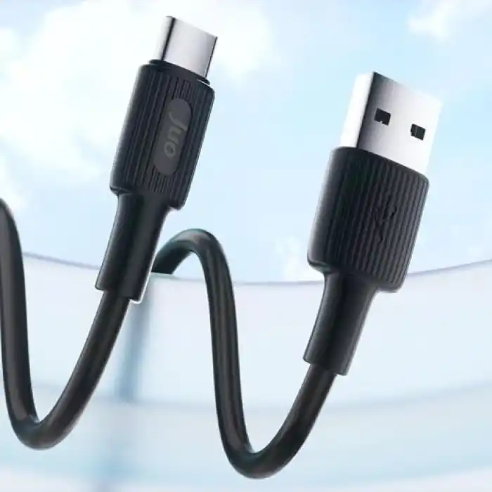 Juo 12W USB-A to Type-C Silikon Hızlı Şarj ve Data Kablosu Siyah 2 Metre