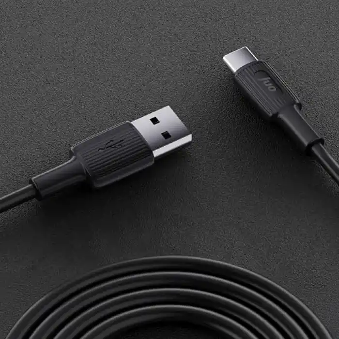 Juo 12W USB-A to Type-C Silikon Hızlı Şarj ve Data Kablosu Siyah 2 Metre