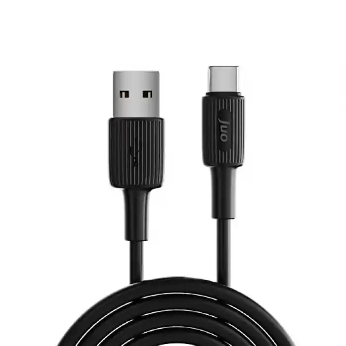 Juo 12W USB-A to Type-C Silikon Hızlı Şarj ve Data Kablosu Siyah 2 Metre