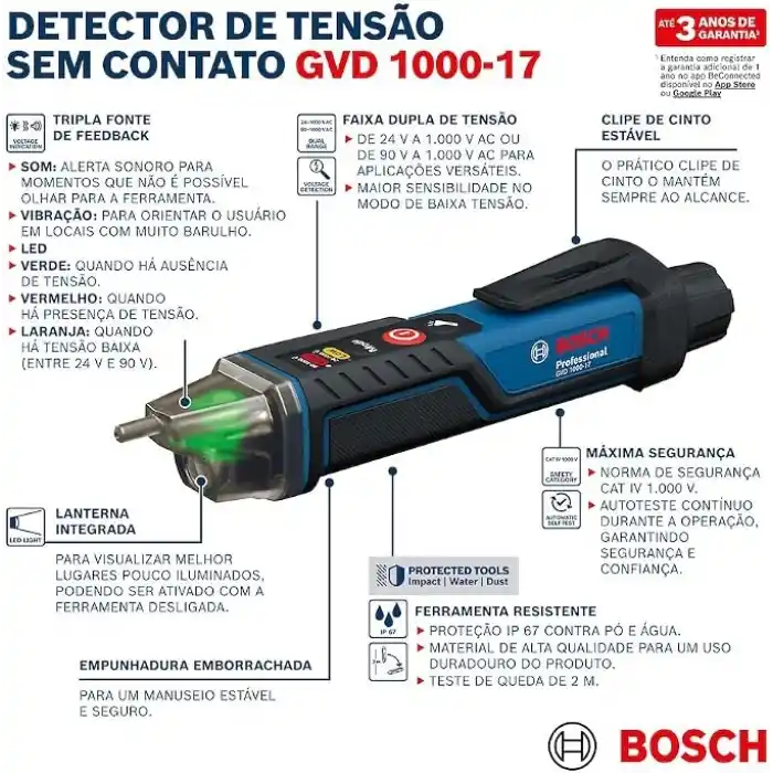 Bosch Temassız Voltaj Test Cihazı GVD 1000-17 Professional