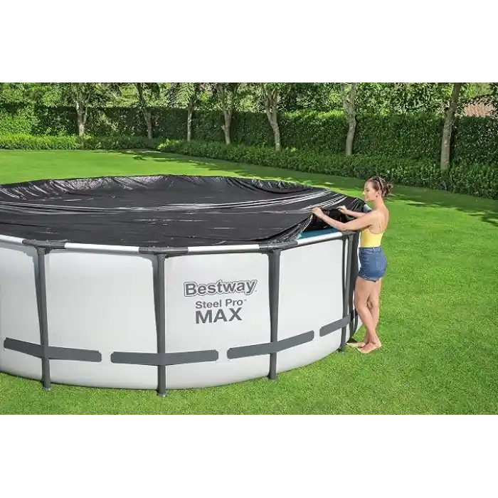 Bestway 5,49m PVC havuz örtüsü 549 cm çapındaki yuvarlak yer üstü havuzlar için 555 cm çap
