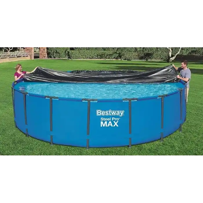 Bestway 5,49m PVC havuz örtüsü 549 cm çapındaki yuvarlak yer üstü havuzlar için 555 cm çap