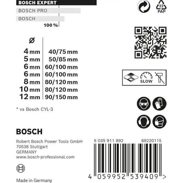 Bosch Professional Accessories 7 x Expert CYL-9 MultiConstruction Matkap Seti (Beton için, Ø 4-12 mm, Darbeli Matkap Aksesuarı)