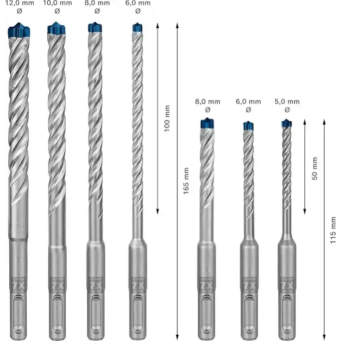 Bosch Professional 7 parça Expert SDS plus-7X Kırıcı Delici Delme Uçları (Yumuşak taş, Sert taş, Beton, Donatılı beton, Beton bina bloku, Ø 5-12 mm, Aksesuar Kırıcı Delici)