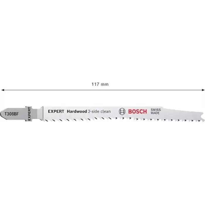 Bosch Professional 3x EXPERT ‘Hardwood 2-side clean’ T 308 BF Dekupaj Testere Bıçakları (Plastik kaplı levhalar, Multipleks levha, Uzunluk 117 mm, Aksesuar Dekupaj Testeresi)