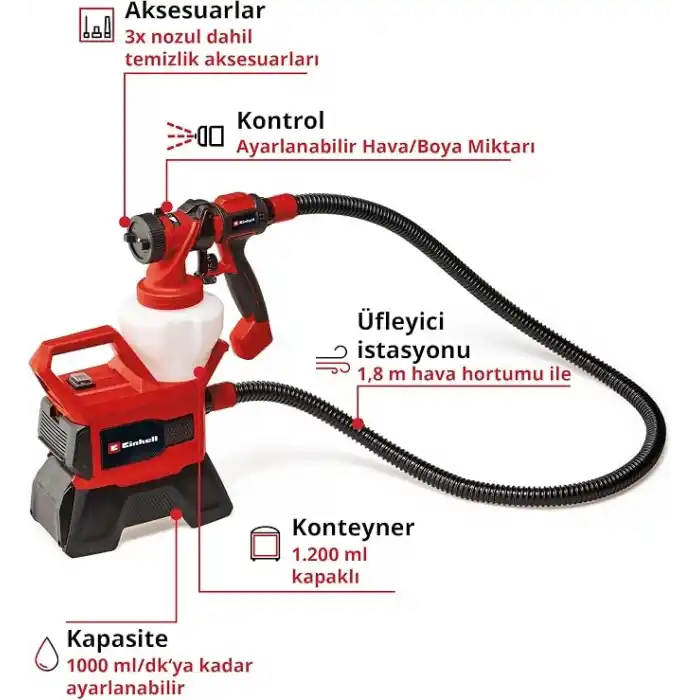 Einhell Akülü Sprey Boya Tabancası TE-SY 18/90 Li-Solo 4260040