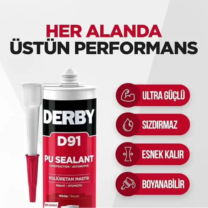 Derby D91 PU Mastik Plastik Kartuş Beyaz - 280ml