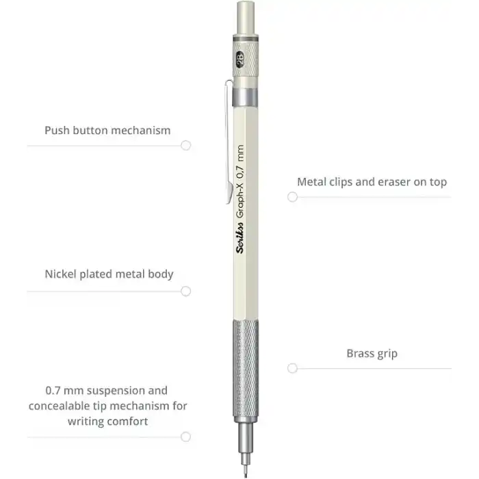 Scrikss Office Graphx Mekanik Kurşun Kalem Beyaz 0.7 Mm