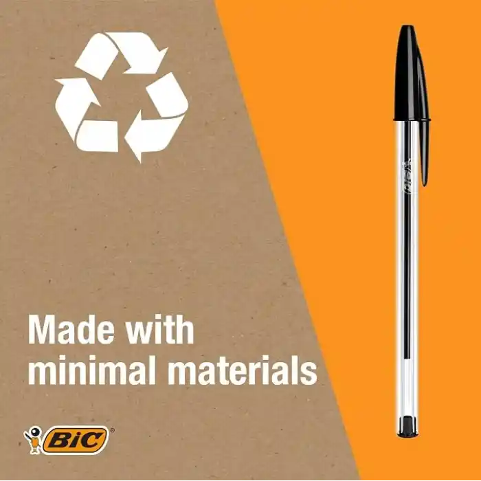 BIC Cristal Medium Tükenmez Kalem Siyah 50li Kutu, 1.0 mm Orta Kalınlıkta Uç, Şeffaf Gövde, Delikli Kapak