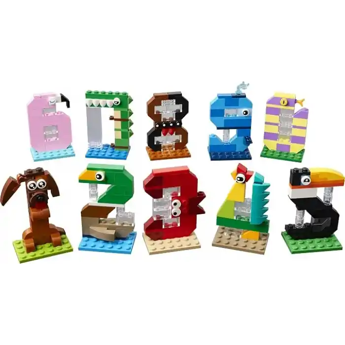 LEGO Doğum Günü Rakamları 40807 – 6 Yaş Üzeri Çocuklar için Hayvanlı Masa ve Köpek, Ördek, Yengeç, Horoz, Flamingo ve Timsah Pasta Süsleri İçeren Oyuncak Yapım Seti, Eğitici Hediye Fikri (281 Parça)