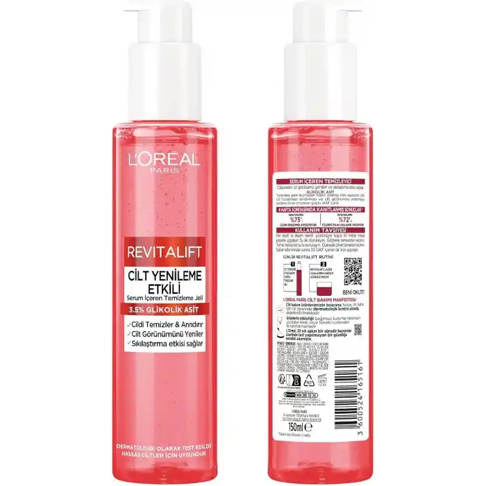 LOreal Paris Revitalift Cilt Yenileme Etkili Temizleme Jeli 150ML - Glikolik Asit