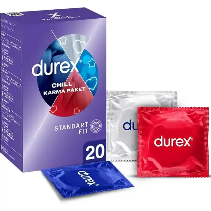 Durex Chill Karma Prezervatif, 20Li 1 Paket (1 x 20 Adet), Düz, Kokusuz, Lateks