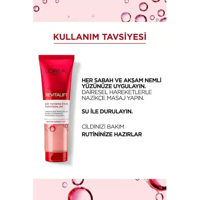 LOreal Paris Revitalift Cilt Yenileme Etkili Temizleme Jeli 150ML - Glikolik Asit