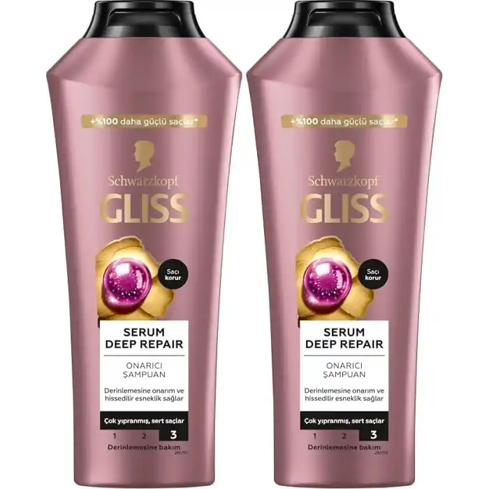 Gliss Serum Deep Repair Biotin Kompleksi ve Şakayık Çiçeği Özlü Şampuan 400ml 2li paket