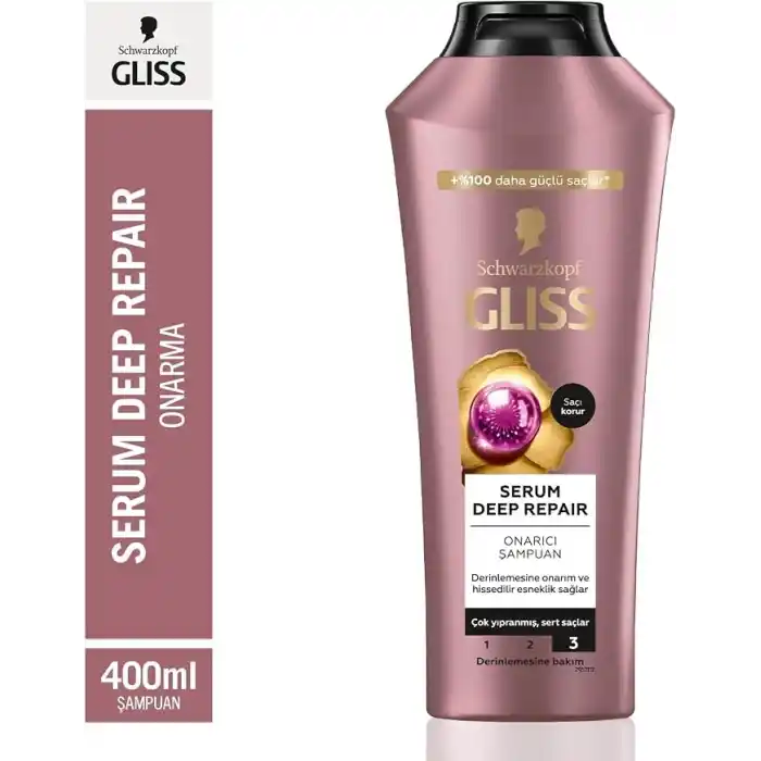 Gliss Serum Deep Repair Biotin Kompleksi ve Şakayık Çiçeği Özlü Şampuan 400ml 2li paket