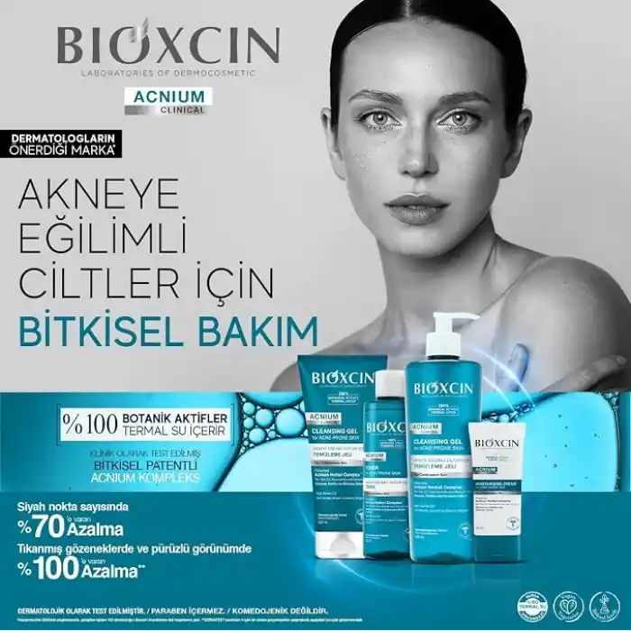 Bioxcin Acnium Sebum Dengeleyici Yüz Yıkama Jeli – Niasinamidli, Termal Sulu, Bitkisel Kompleksli, Akneye Eğilimli ve Yağlı Ciltler İçin, 200 ml
