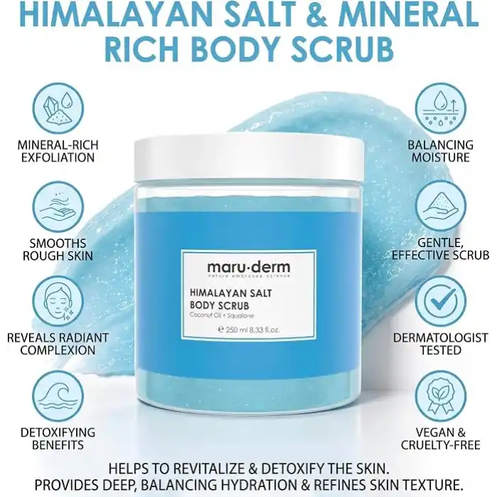 Maruderm Himalaya Tuzu Vücut Peelingi – Skualan & Hindistan Cevizi Yağı ile Arındırıcı ve Yumuşatıcı Vücut Peelingi, 250 ML
