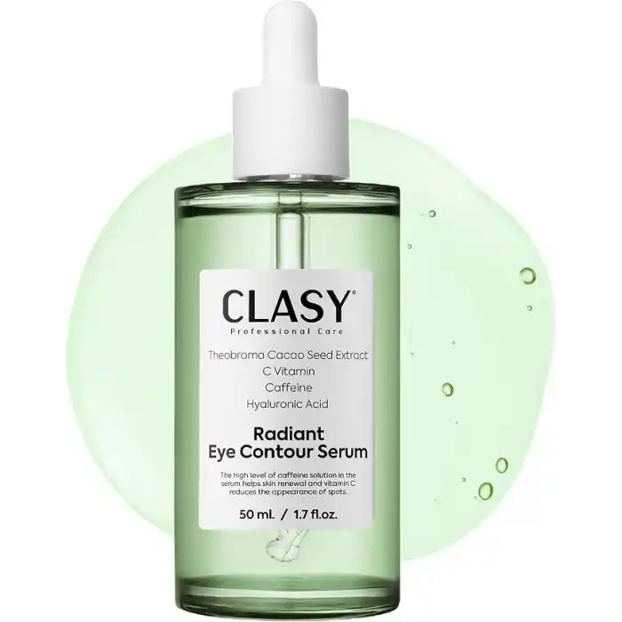 CLASYCARE Radiant Göz Çevresi Serumu – Kafein Göz Serumu – Hyaluronik Asit ve C Vitamini ile Göz Altı Morlukları, Şişlik ve İnce Çizgilere Karşı Etkili – Tüm Cilt Tipleri İçin, 50 ml