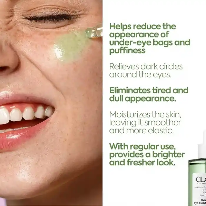 CLASYCARE Radiant Göz Çevresi Serumu – Kafein Göz Serumu – Hyaluronik Asit ve C Vitamini ile Göz Altı Morlukları, Şişlik ve İnce Çizgilere Karşı Etkili – Tüm Cilt Tipleri İçin, 50 ml