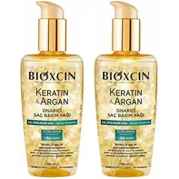 Bioxcin Keratin & Argan Onarıcı Saç Bakım Yağı 150 Ml - Yıpranmış Ve Hasar Görmüş Saçlar 2li paket