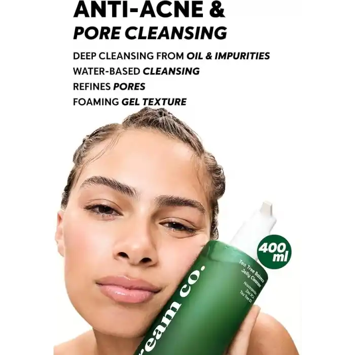 Cream Co. Sivilce & Akne & Siyah Nokta Karşıtı Yüz Temizleme Jeli, Niacinamide Çay Ağacı Yağı, 400 ML