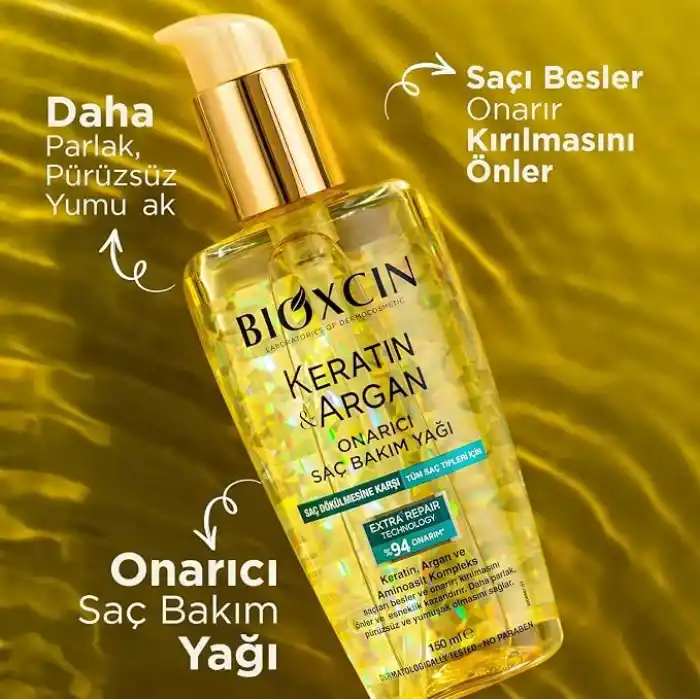 Bioxcin Keratin & Argan Onarıcı Saç Bakım Yağı 150 Ml - Yıpranmış Ve Hasar Görmüş Saçlar 2li paket