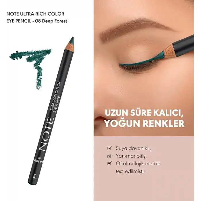 Note Cosmetics Ultra Rich Color Göz Kalemi 08 Deep Forest, Koyu Yeşil