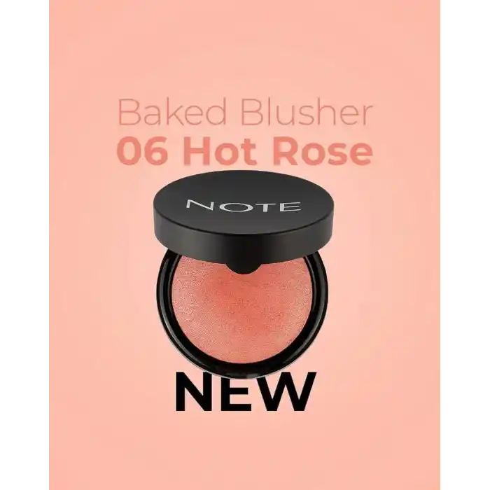 Note Cosmetics Baked Blusher 06 Hot Rose Işıltılı Fırınlanmış Toz Allık