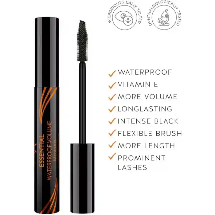 Golden Rose Essential Waterproof Mascara - Black - Suya Dayanıklı Hacim Veren Siyah Maskara
