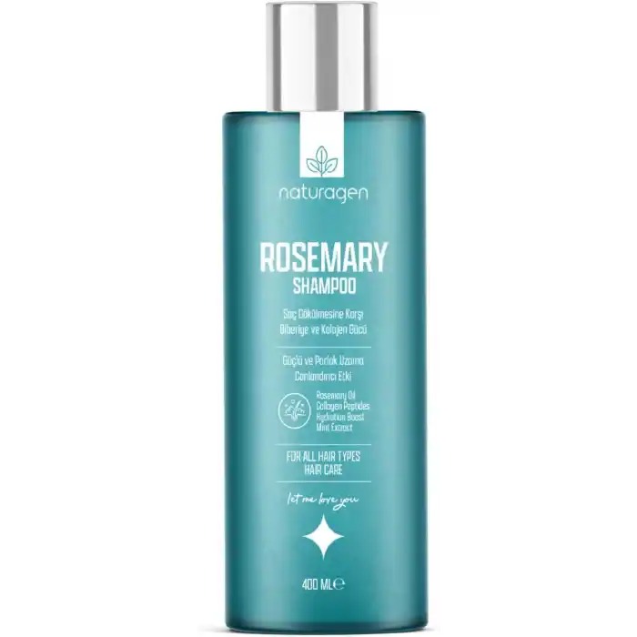 Naturagen Rosemary Dökülme Karşıtı Şampuan 400 ml | Hızlı Uzamaya Yardımcı | Biberiye Yağı + Kolajen Peptitleri