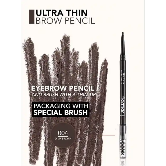 Flormar Kaş Kalemi & Fırçası - Ultra Thin Brow Pencil - 004 Dark Brown - 8690604572137