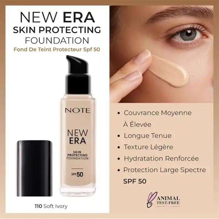 Note Cosmetics New Era Skin Protecting 110 Soft Ivory Nemlendirici Etkili SPF 50 Hyaluronik Asitli Fondöten