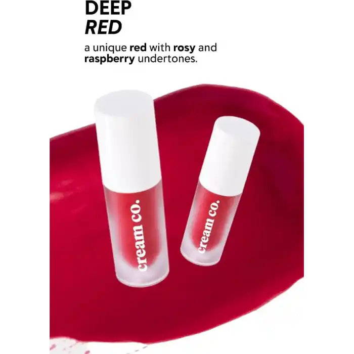 Cream Co. Allık Ruj Göz Farı Glow Tint Deep Red, Nemlendirici Makyaj, 501 Kırmızı, Hyaluronik Asit Peptit