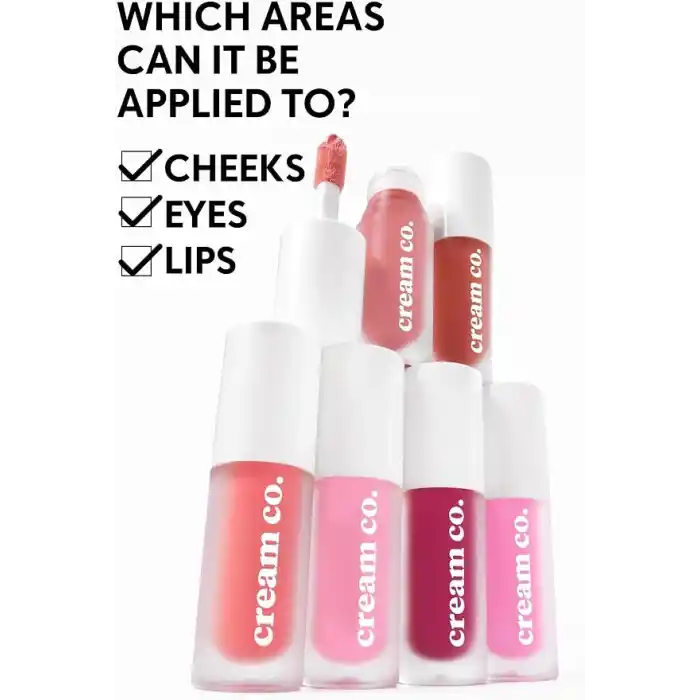 Cream Co. Allık Ruj Göz Farı Glow Tint Deep Red, Nemlendirici Makyaj, 501 Kırmızı, Hyaluronik Asit Peptit