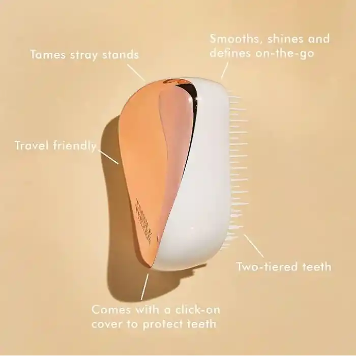 Tangle Teezer Compact Styler Rose Gold Ivory Kapaklı Saç Fırçası - Seyahat ve Çanta Boy Tarak