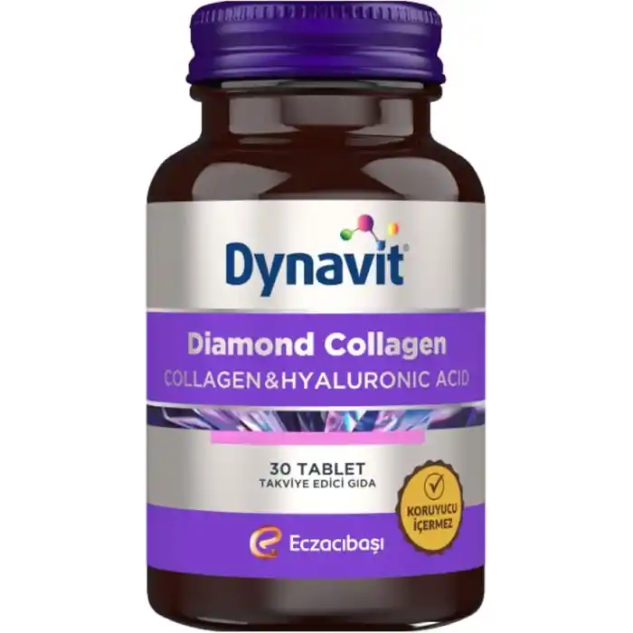Dynavit Diamond Collagen & Hyaluronic Acid 30 Tablet - Hidrolize Peptit Tip 1 Balık Kolajeni, Resveratrol