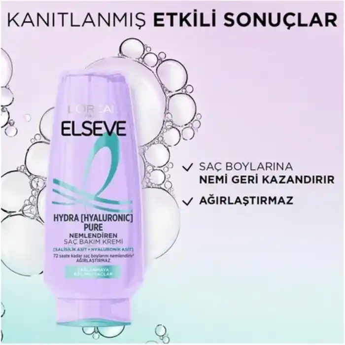 LOréal Paris Elseve Hydra [Hyaluronic] Pure Salisilik Asit içeren Yağlanma Karşıtı Nemlendirici Saç Kremi 250ml