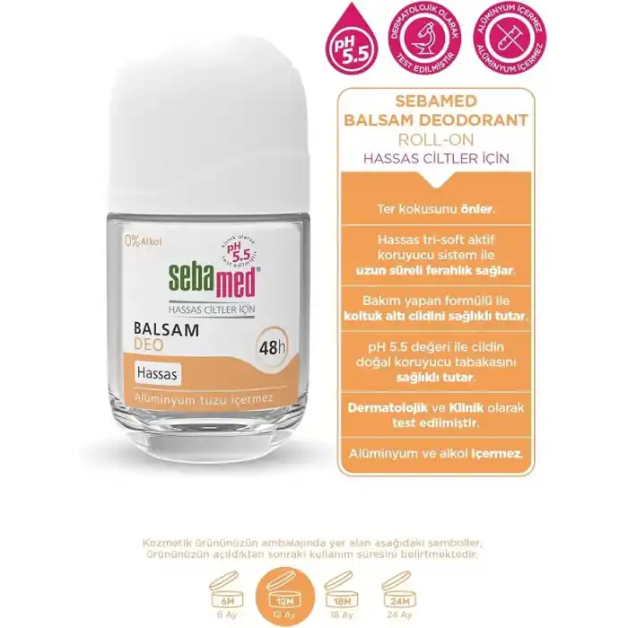 Sebamed Hassas Ciltlere Özel 48 Saat Etkili Kadın Erkek Balsam Roll-On Deodorant 50ml (2 paketi)