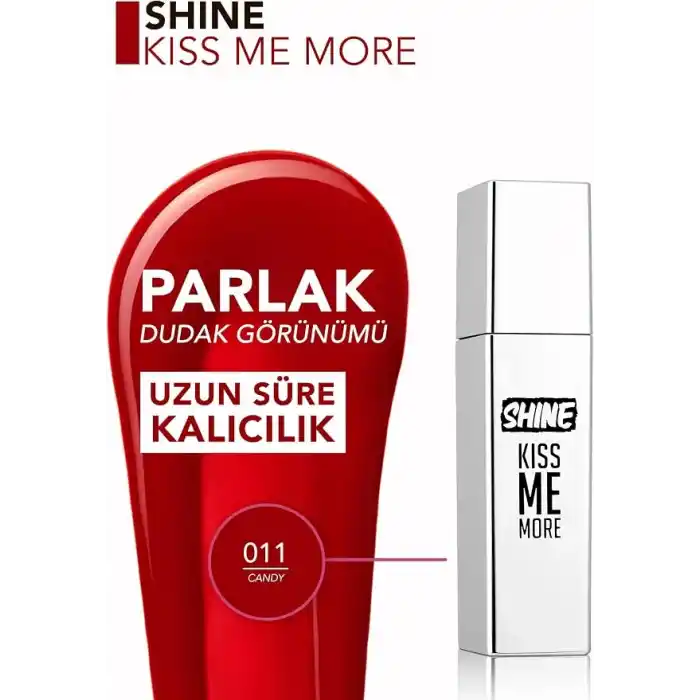 Flormar Kalıcı Parlak Likit Ruj (ŞEKER KIRMIZISI) - Shine Kiss Me More Lls - 011 Candy - 8682536083874