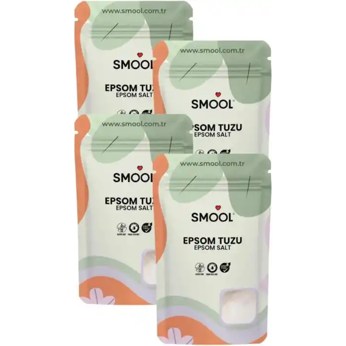 Epsom Tuzu 4lü Set (4x1000 GR) İngiliz Tuzu Katkısız, Banyo Tuzu Ayak Banyosu Peeling 4 Kg
