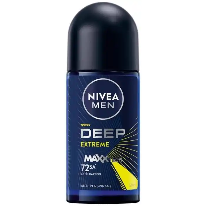 NIVEA MEN Erkek Roll-on Deodorant Deep Extreme 50ml, 72 Saat Anti-perspirant Ter Koruma, Yeni Enerji